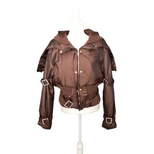 Mecca Femme Stylish Brown Puffer Coat